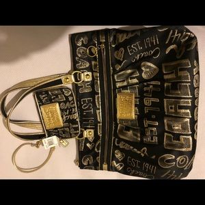 Black and Gold Coach Poppy Bag w/ wristlet